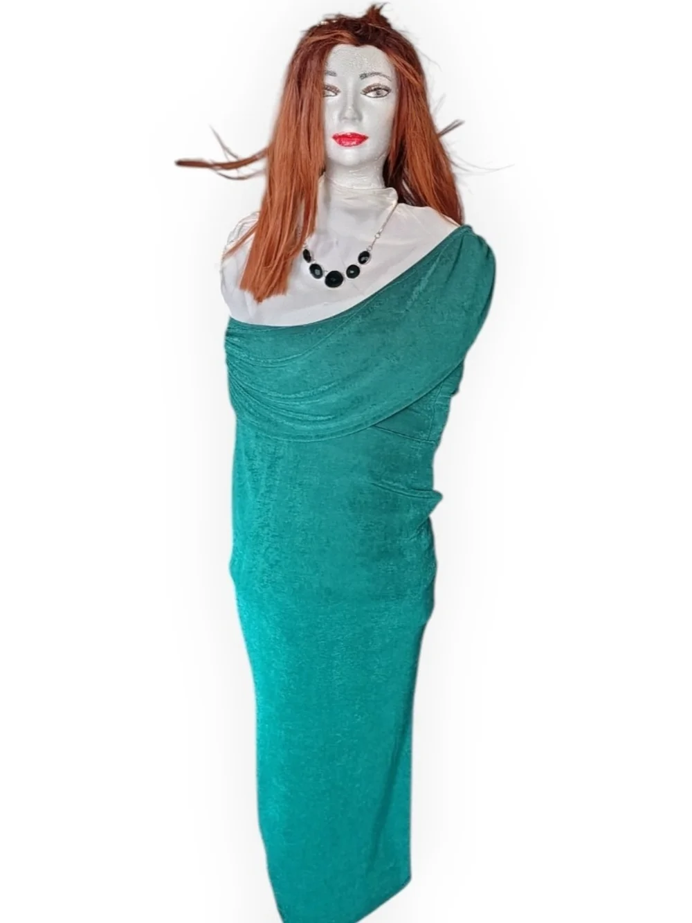 One-Shoulder Teal Evening Dress for Women - Picture 1 of 13
